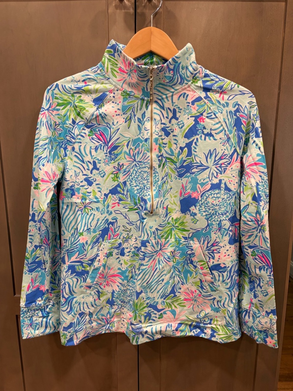 Lilly Pulitzer Floral Half-Zip Pullover in Blue, Pink & Green
